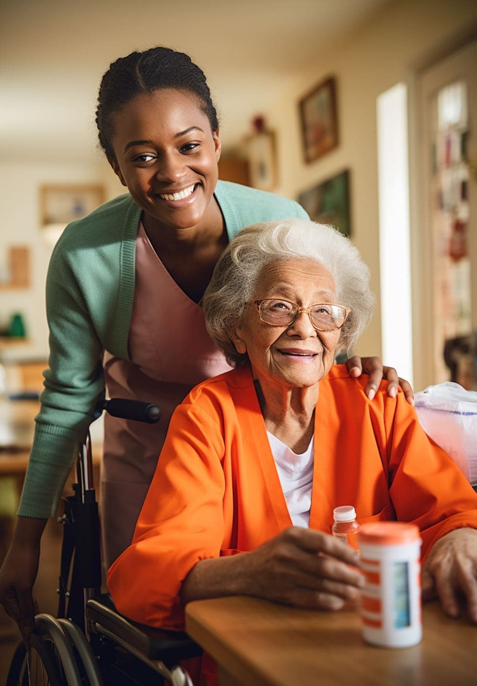 A caregiver helping a senior client at home